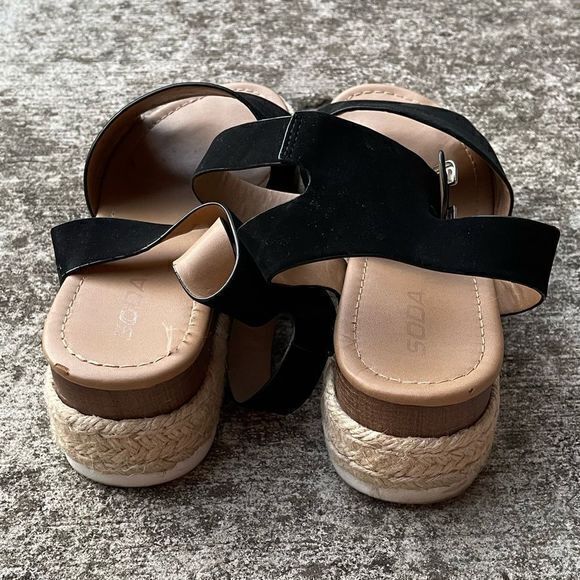 Soda Women's Topic Espadrille Platform Sandals Open Toe Ankle Strap Black Size 9 - Picture 5 of 7
